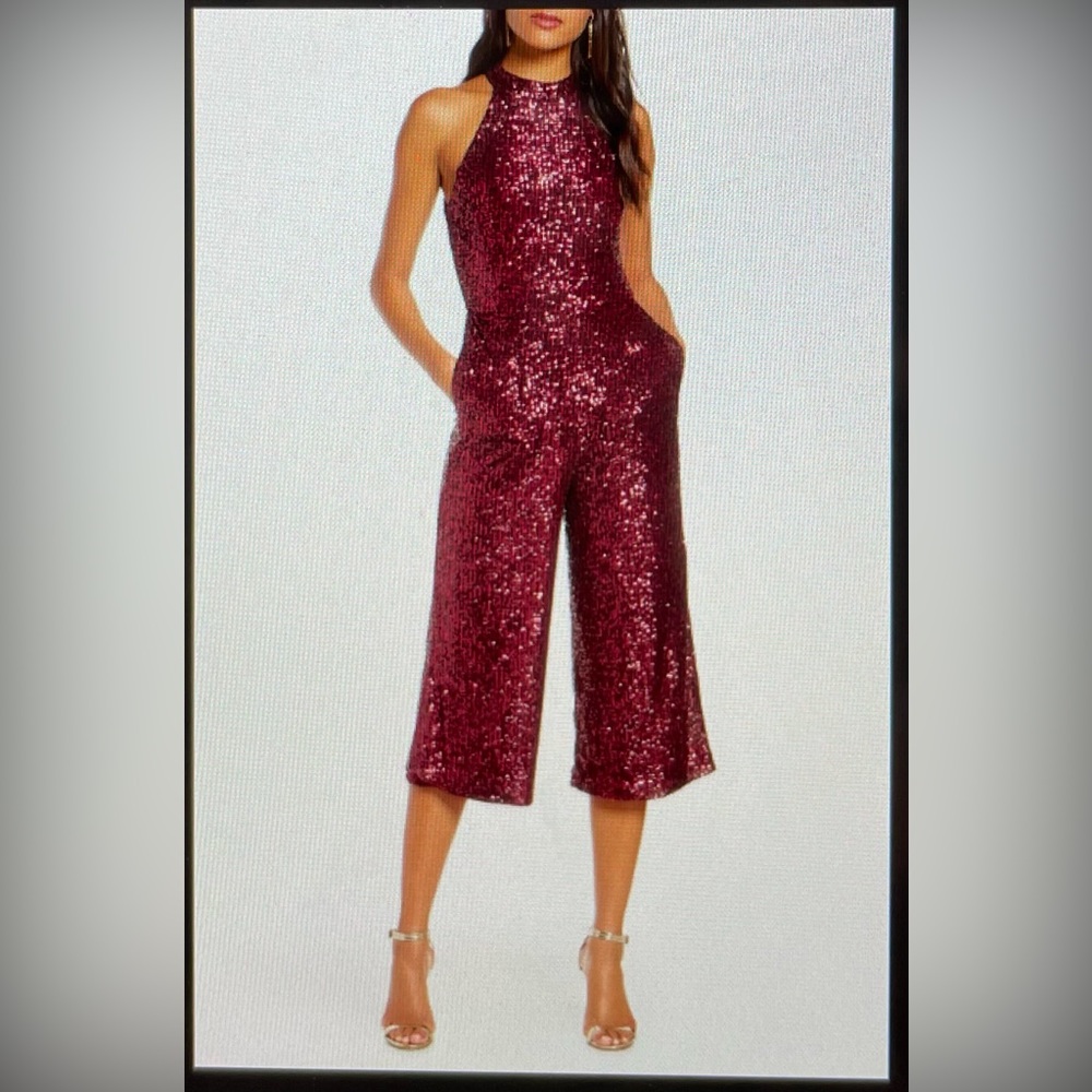 Forest Lily Crop Sequin Jumpsuit